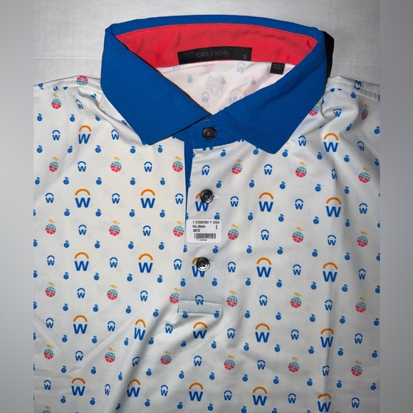 Greyson White Polo with Blue and Orange Pattern - Picture 2 of 4